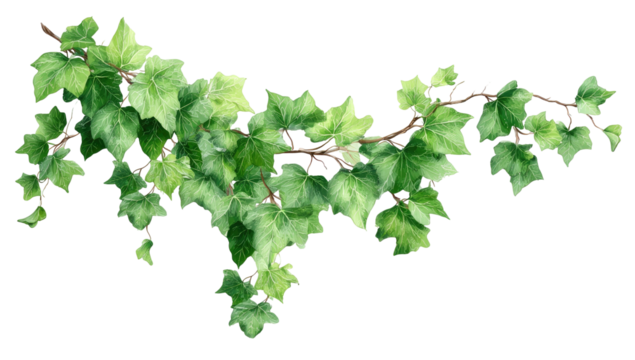 Ivy branch, cascading leaves, green foliage art