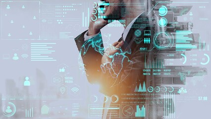 Data center monitoring dashboard visualize network performance, connection status, usage rate, and telecommunication insight. Data center monitoring efficiency improvement network transparency. Thunk