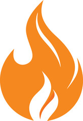 Stylized orange flame icon on white background, simple and modern design