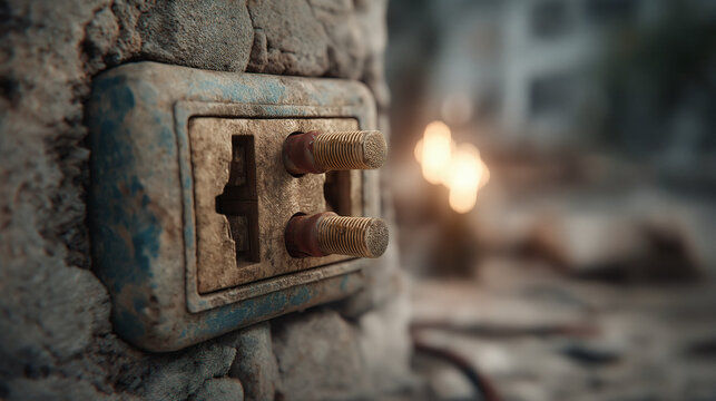 Detail macro of electric socket installation on drywall, golden ratio crop, natural lighting reflection.