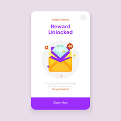 Diamond Reward Notification on UI Onboarding Screen Template