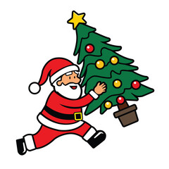 santa claus with christmas tree