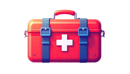 Red first-aid kit with white cross