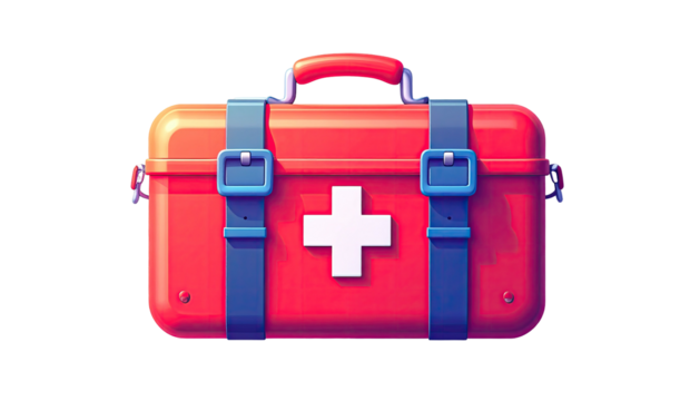 Red first-aid kit with white cross