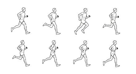 Running man sequence outline figures for sports