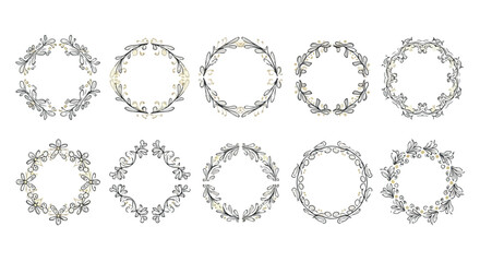 Obraz premium Floral wreaths collection with transparent background