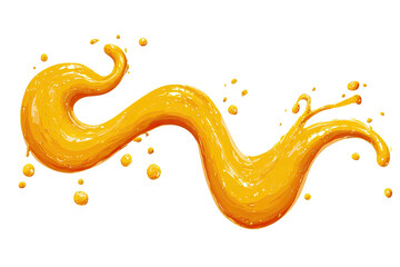 Winding yellow liquid swirl with droplets