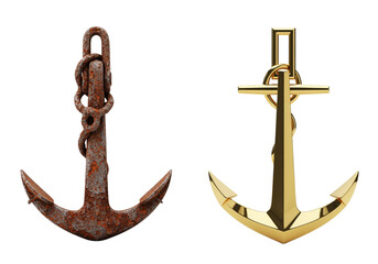 Nautical anchor symbols 3D bundle isolated on transparent background