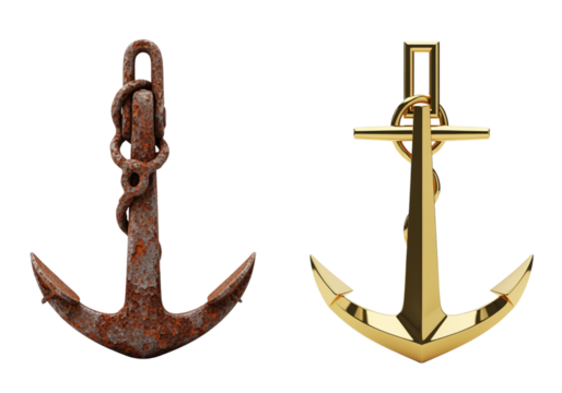 Nautical anchor symbols 3D bundle isolated on transparent background