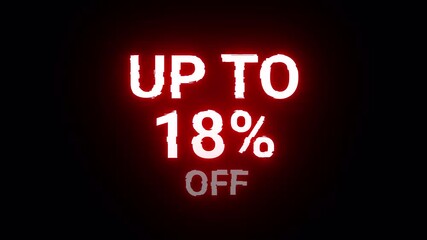 18 percent discount offer shop neon on transparent background with alpha channel
