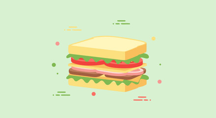 Club Sandwich &ndash; Flat Aesthetic Colored Restaurant Vector