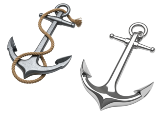 Maritime ship anchors 3D collection isolated on transparent background