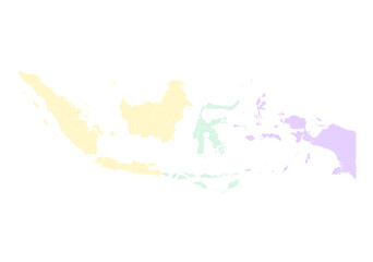 Zonal Political Map of Indonesia with Provinces | West, Central and East Regions Vector (SVG)