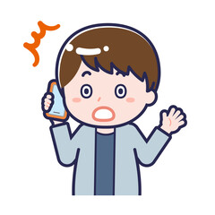 スマートフォンを使う「私服の大人」の男性