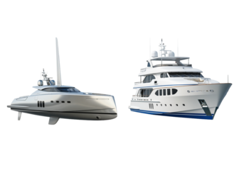 Maritime leisure yachts 3D collection isolated on transparent background