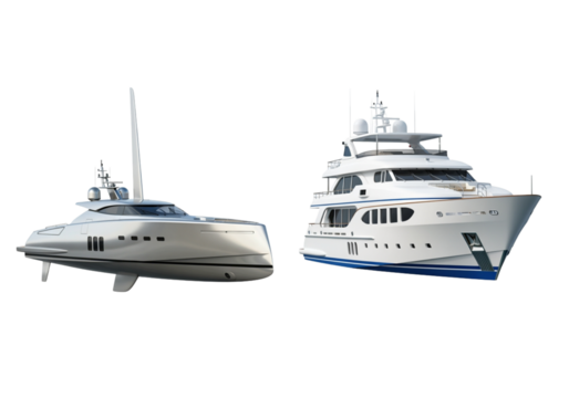 Maritime leisure yachts 3D collection isolated on transparent background