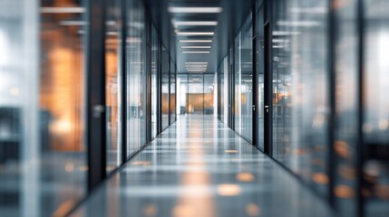 Modern office corridor with blurred background for business design. High quality