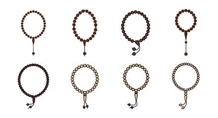 Buddhist prayer beads collection with transparent background
