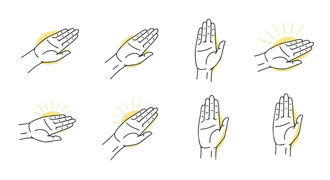 Hands gesturing with yellow accents