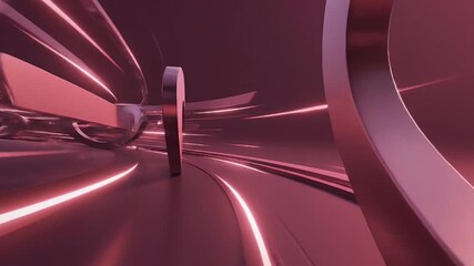 Abstract futuristic digital tunnel with glowing pink heart shapes and light trails - Powered by Adobe