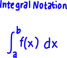 Hand-drawn illustration of integral notation showing definite integral from a to b of f(x) dx, ideal for educational math content and clear visuals.
