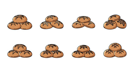 Stacked bread rolls in a triangle shape