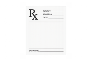 Blank medical prescription form with rx symbol