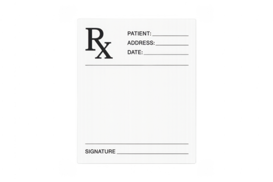 Blank medical prescription form with rx symbol
