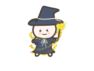 Cute Wizard Character Illustration | Kawaii Magical Design