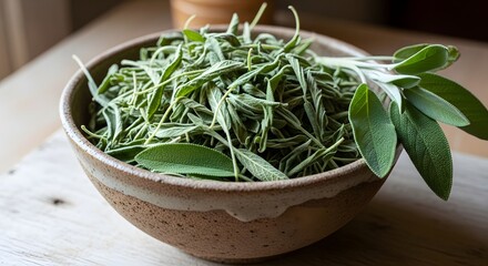 Sage herb in bowl fresh sage leaves culinary herb aromatic herb garden sage healthy sage cooking sage ingredient