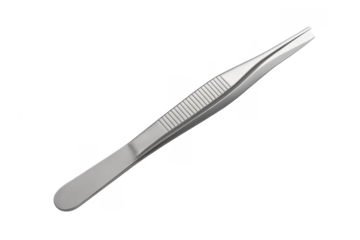 Metal cosmetic tweezers for beauty grooming on transparent background