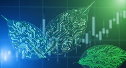 Circuit Board Leaf on Financial Chart