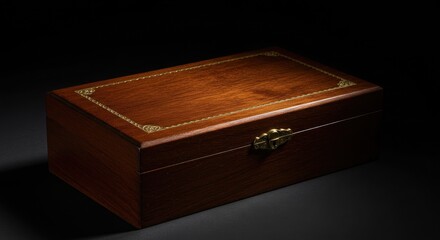 Elegant handcrafted wooden box with brass accents for sophisticated storage and gifting, perfect for jewelry, keepsakes, or luxury product presentation on dark background