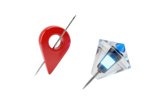 Map pin symbols 3D collection isolated on transparent background