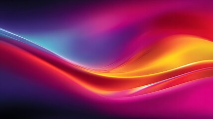 Vibrant glowing light ribbons flow across a dark, colorful background
