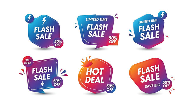 Gradient Flash Sale Badges Pack on White Background