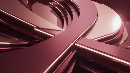 Abstract Background with Rose Gold Metallic Curved Shapes, Dynamic Flowing Design, Glowing Lines, and Elegant Light Reflections - Powered by Adobe