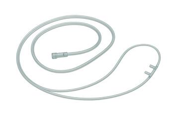 Nasal cannula providing oxygen therapy on transparent background