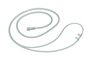Nasal cannula providing oxygen therapy on transparent background