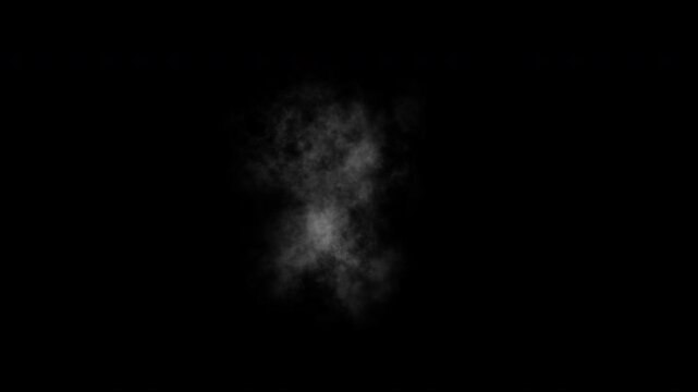 Smoke puff animation on Alpha Background. Dust puff blowing explosion.