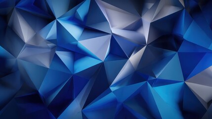 Fototapeta premium A dark blue and white abstract geometric pattern with a gradient effect, featuring a mix of triangles and shapes in shades of blue and white.