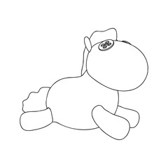 Outline for Coloring of Horse Plush Cute and Funny Toy. Vector Illustration.