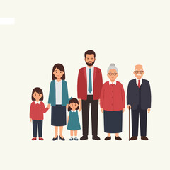 Obraz premium A diverse multi-generational family standing together, showcasing unity and love across different age groups