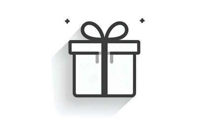 Lined gift icon with bow and sparkles, simple & modern