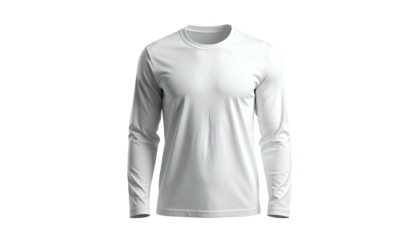 A white long-sleeve shirt against a dark backdrop, rendered for product presentation