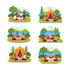 Fototapeta premium Couple Enjoying a Peaceful Outdoor Picnic Amidst Scenic Natural Surroundings