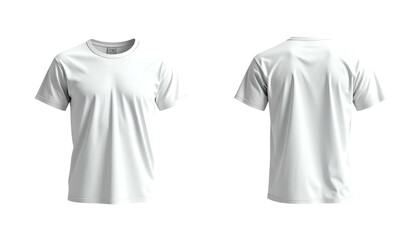 Front & back view of a plain white crew-neck t-shirt against a stark black background
