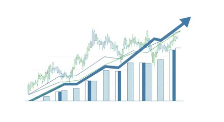 Financial Growth Chart with Upward Trend and Stock Market Data.