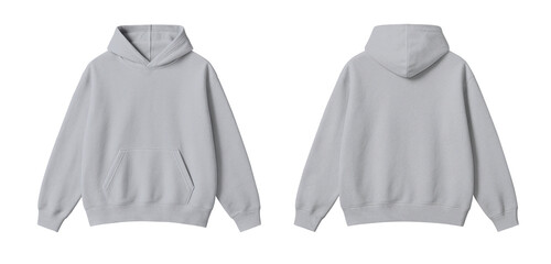 Light Gray Hoodie Mockup Front and Back Views Isolated on Transparent Background