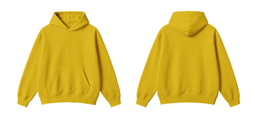 Light Yellow Hoodie Mockup Front and Back View on Transparent Background © Drip